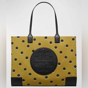 NWT Tory Burch Ella Printed Tote in Taupe Loop Dot